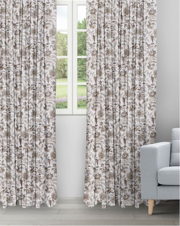 Chelsea - Earth Chelsea Floral - Earth Ripple Fold Drapes - Image 1