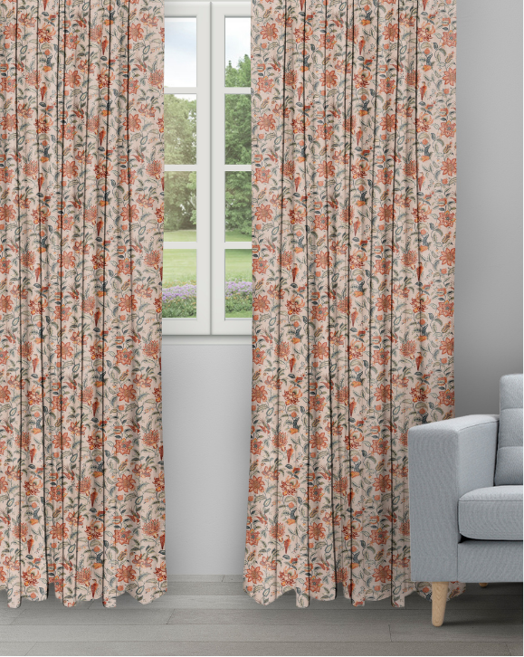 Chelsea - Spice Chelsea Floral - Spice Ripple Fold Drapes - Image 1