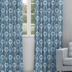 Ester - Pool Blue Ripple Fold Drapes