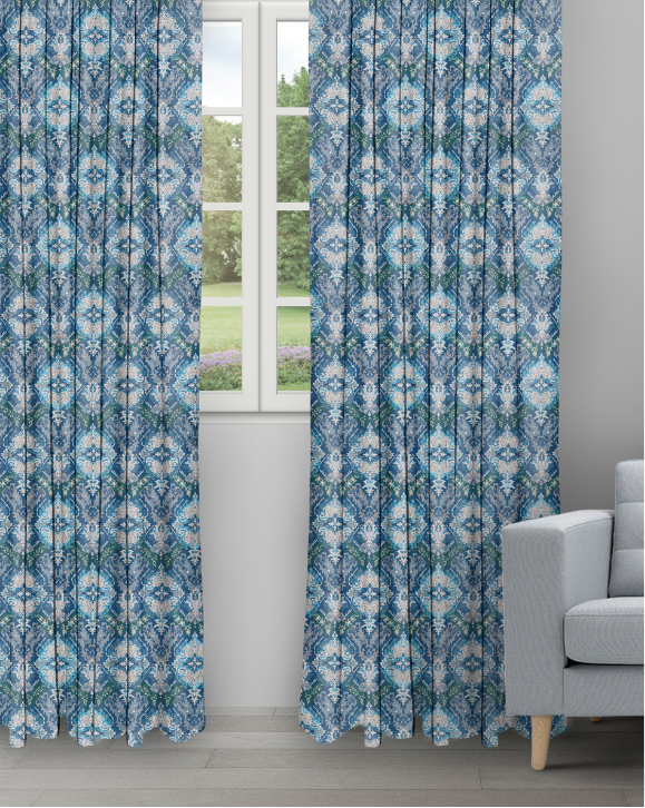 Ester Pool Blue Ester - Pool Blue Ripple Fold Drapes - Image 1