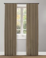 Herringbone Plains - Fossil Coffee Ripple Fold Drapes