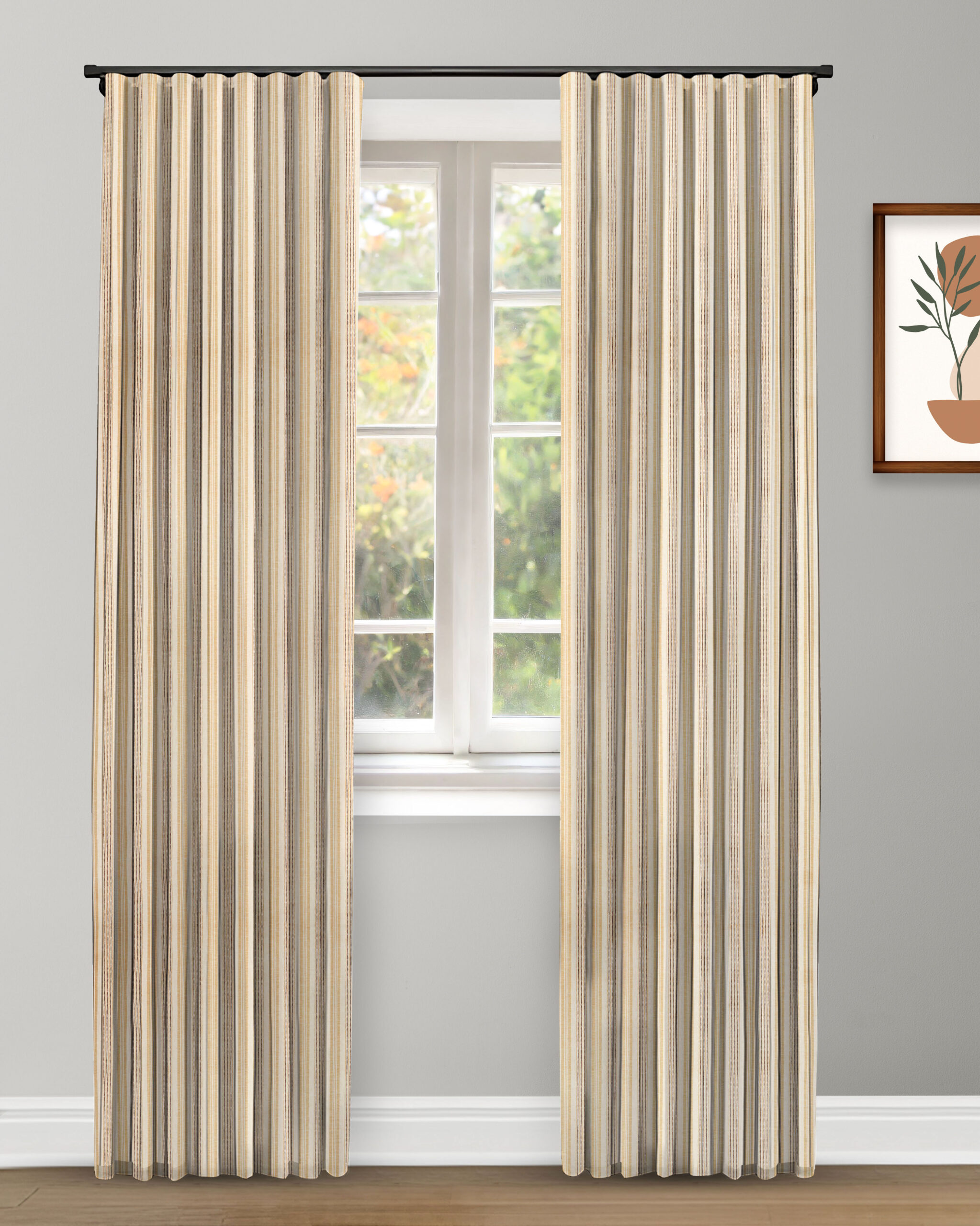 Coastal Stripes - Taupe Curtain Shot Coastal Stripes - Taupe Ripple Fold Drapes - Image 1