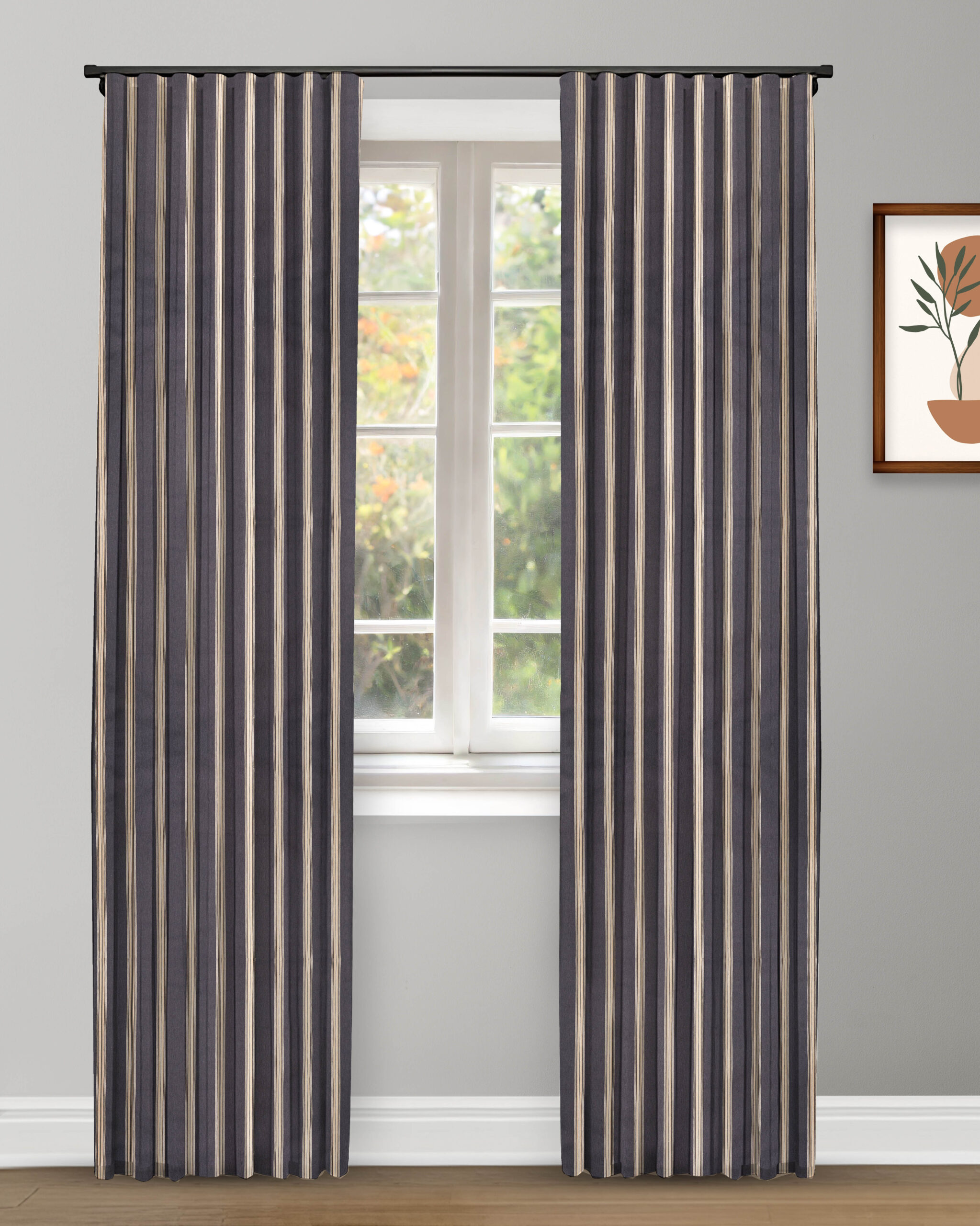 Country Stripes - Midnight Curtain Shot Country Stripes - Midnight Ripple Fold Drapes - Image 1