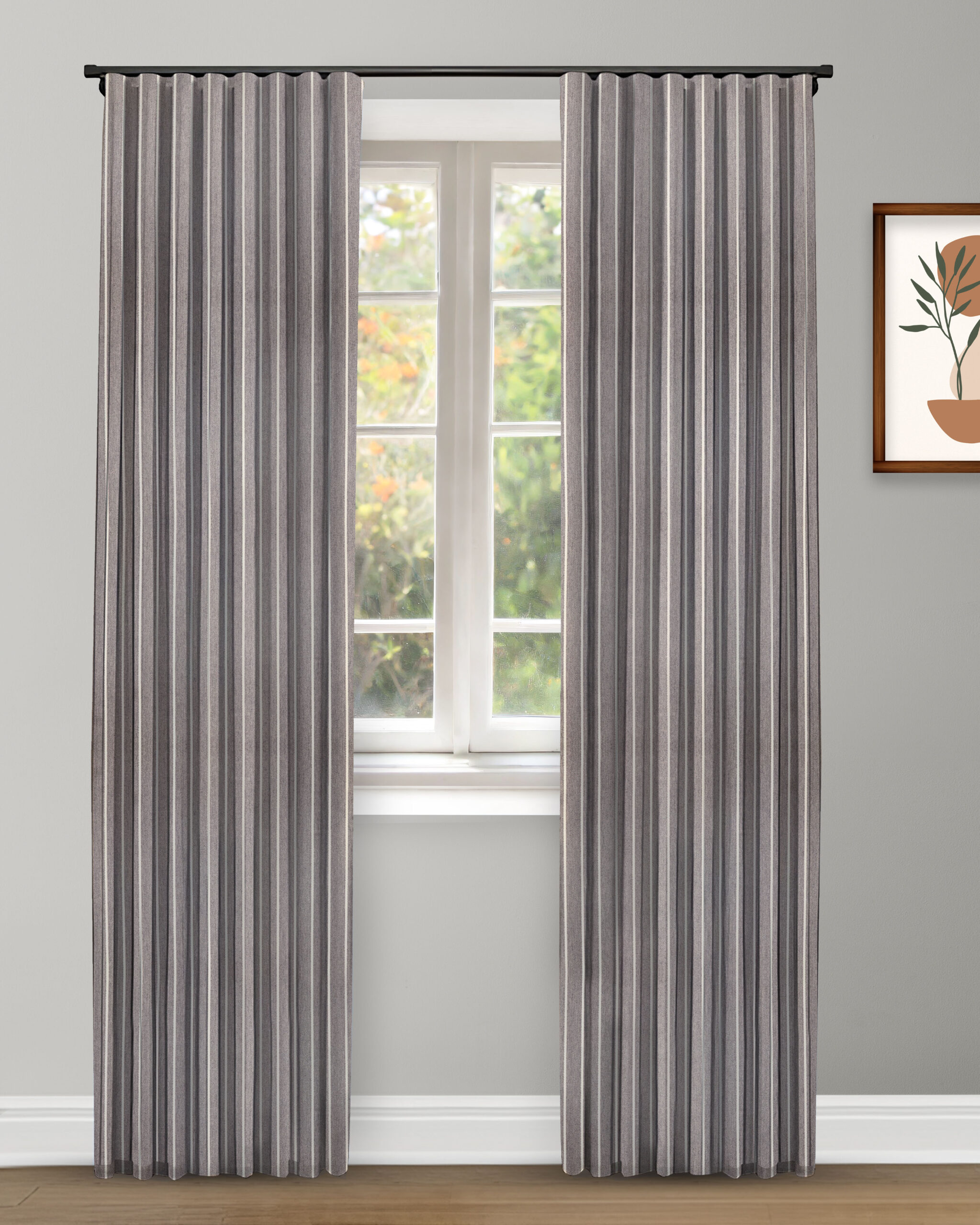 Drought Stripes - Ash Gray Curtain Shot Drought Stripes - Ash Gray Custom Curtains - Image 1