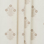 Embroidered Hailee - Cyrus Beige Ripple Fold Drapes