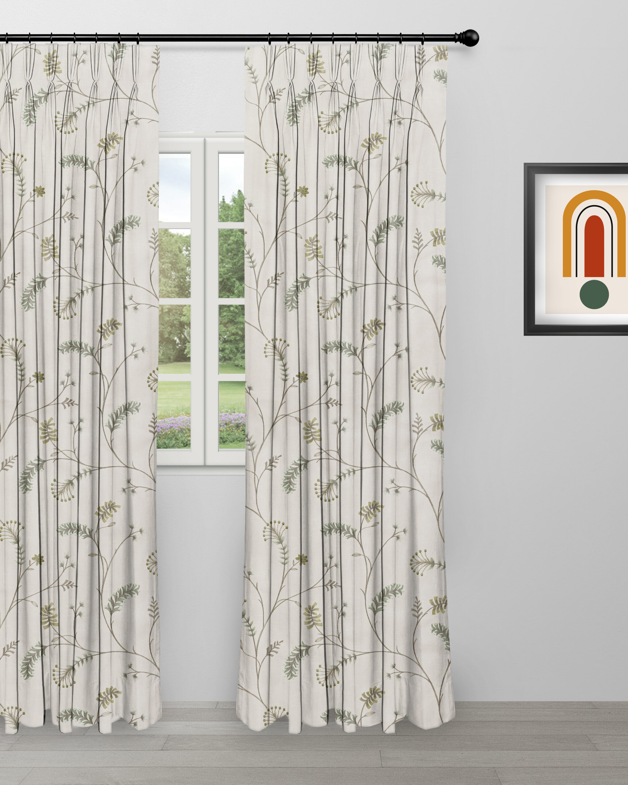 Embroidered Silvy - Curtain - Sage Embroidered Silvy - Sage Green Custom Curtains - Image 1