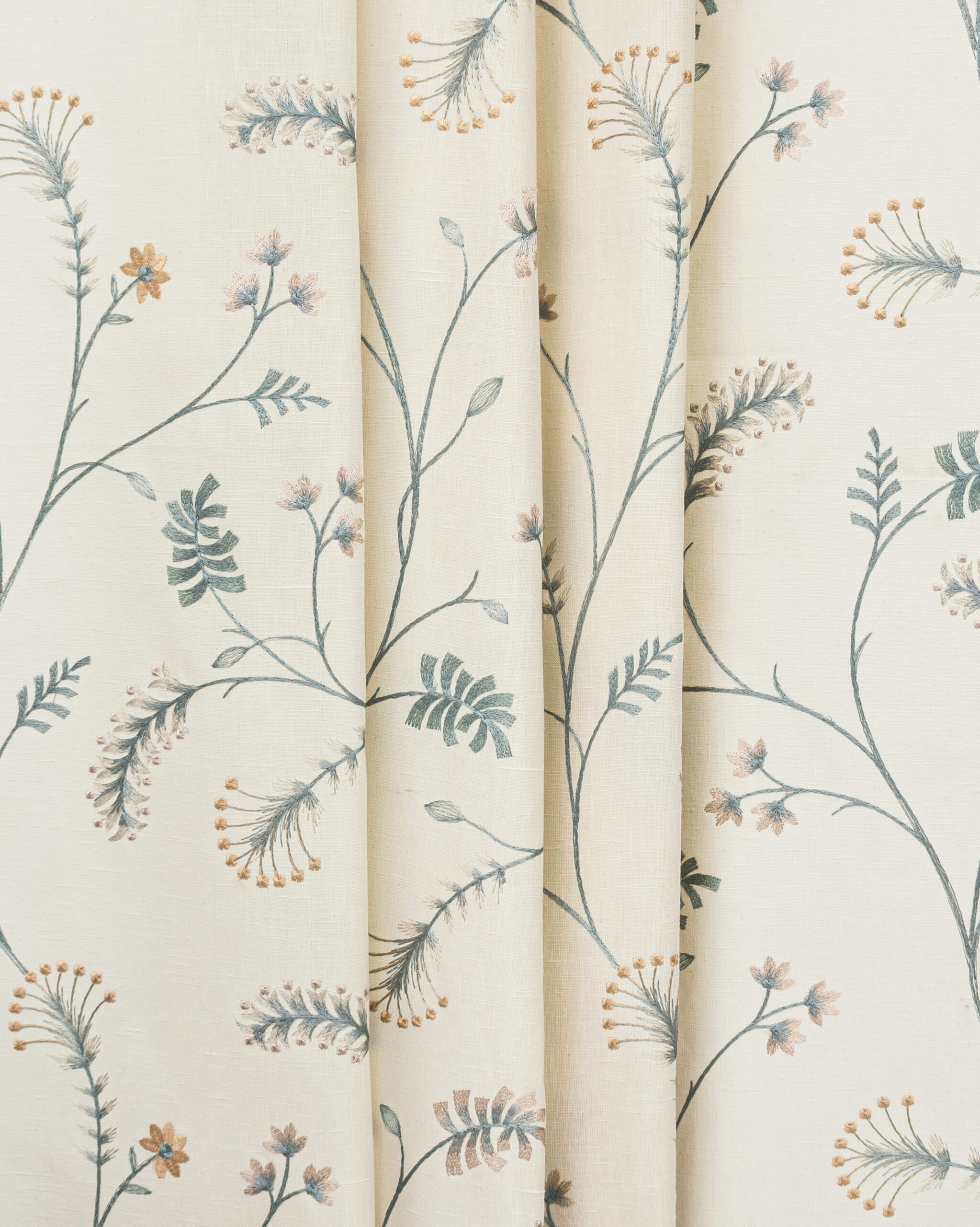 Embroidered Silvy - Vertical - Dew Embroidered Silvy - Dew Ripple Fold Drapes - Image 1