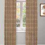 Farmhouse Plaid Check - Tan Ripple Fold Drapes