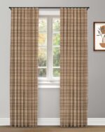 Farmhouse Plaid Check - Tan Ripple Fold Drapes