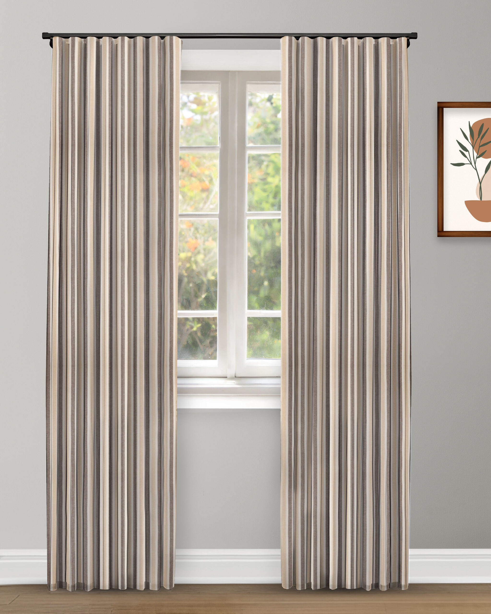 French Stripes - Gray Curtain Shot French Stripes - Gray Ripple Fold Drapes - Image 1