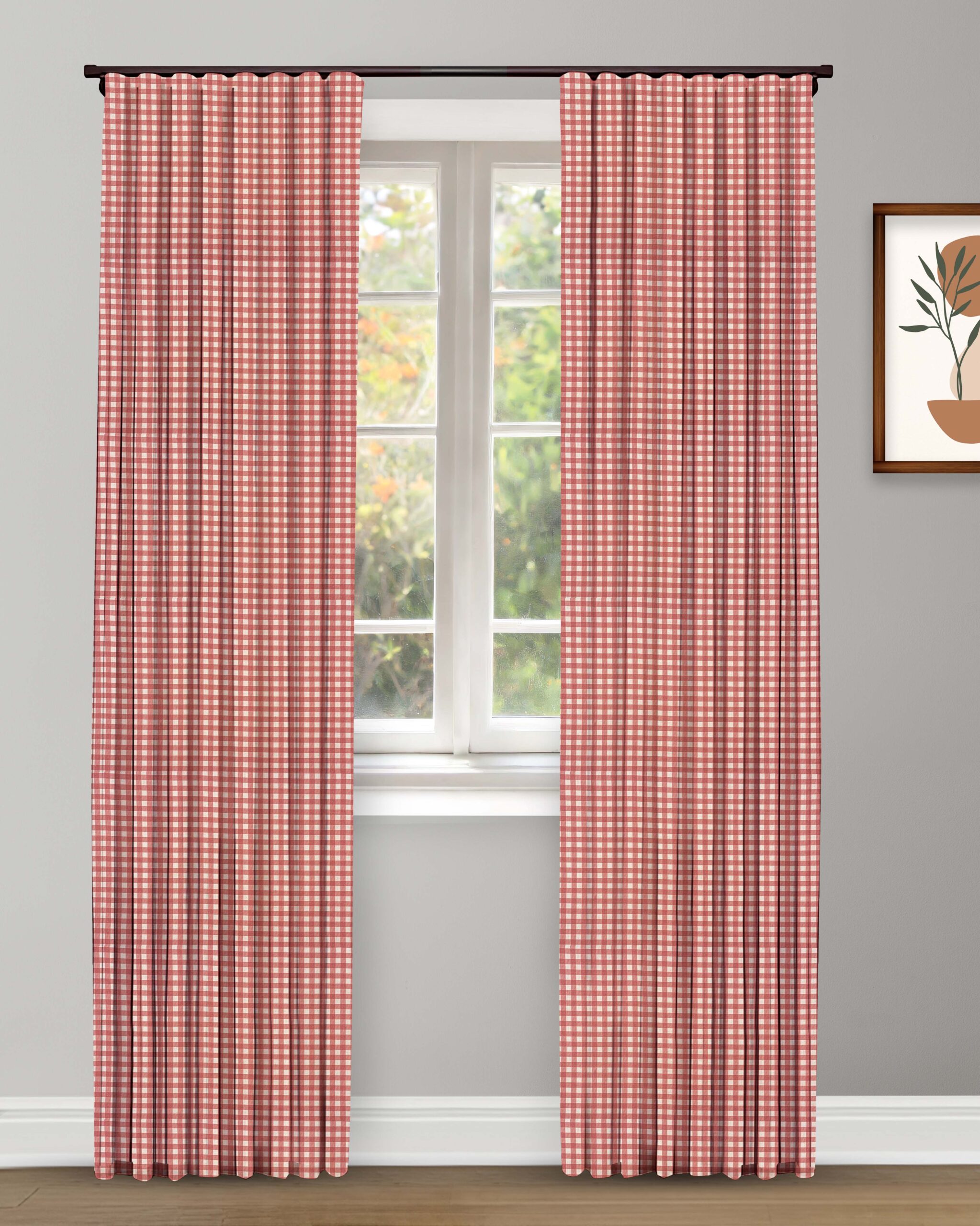 Gingam Check - Crimson Red - Curtain Gingham Check - Crimson Red Custom Curtains - Image 1