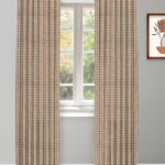 Gingham Check - Sand Ripple Fold Drapes