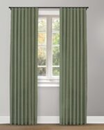 Herringbone Plains - Emerald Green Ripple Fold Drapes