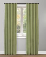Herringbone Plains - Kiwi Green Ripple Fold Drapes