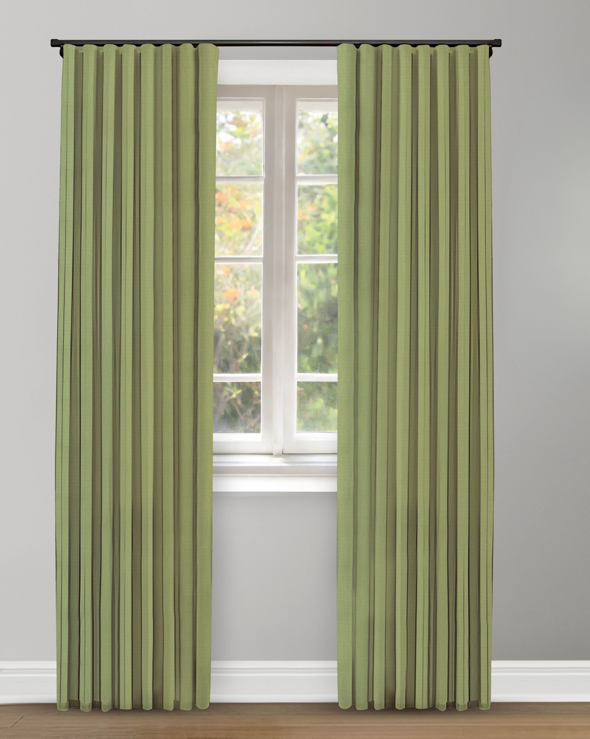 Herringbone Plains - Kiwi Green Herringbone Plains - Kiwi Green Ripple Fold Drapes - Image 1
