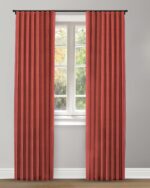 Herringbone Plains - Misty Red Ripple Fold Drapes