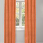 Herringbone Plains - Orange Carrot Ripple Fold Drapes