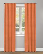 Herringbone Plains - Orange Carrot Ripple Fold Drapes