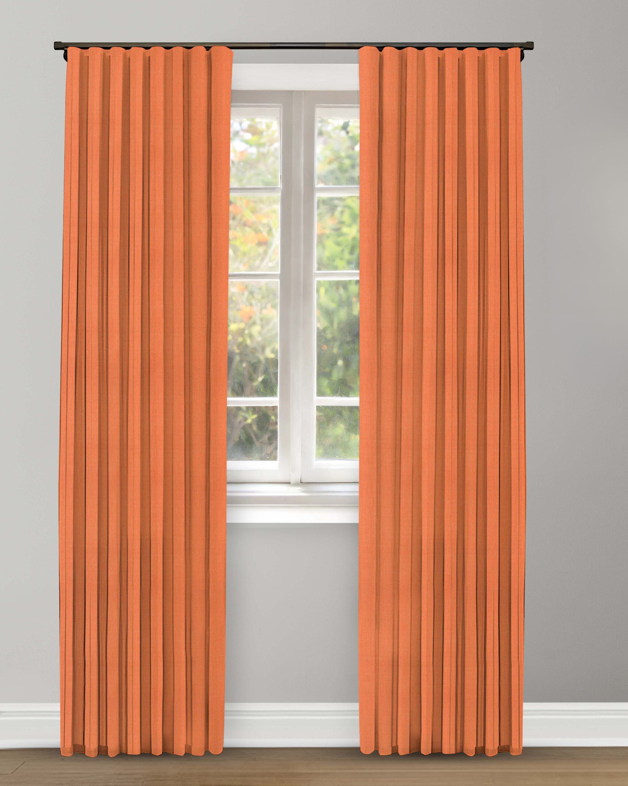 Herringbone Plains - Orange Carrot Herringbone Plains - Orange Carrot Ripple Fold Drapes - Image 1