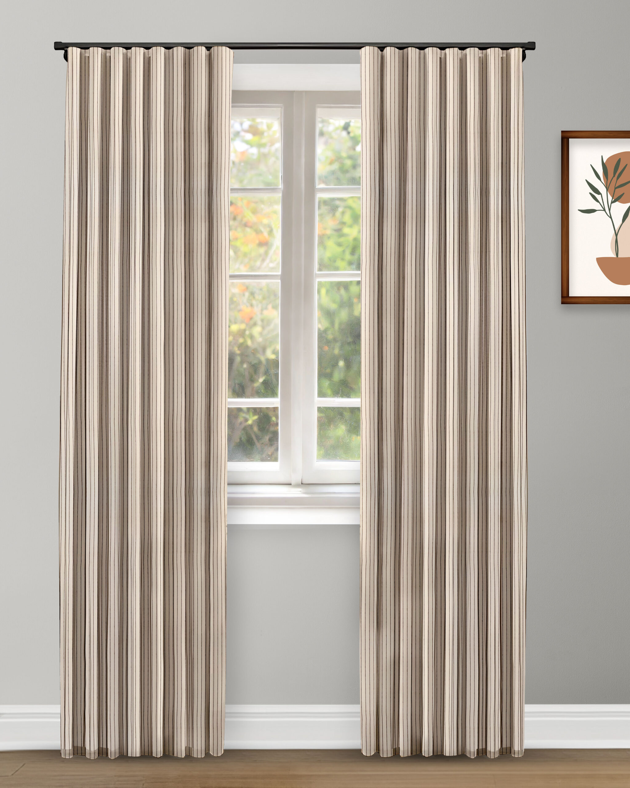 Lincoln Narrow Stripes - Graphite Curtain Shot Lincoln Stripes - Graphite Custom Curtains - Image 1
