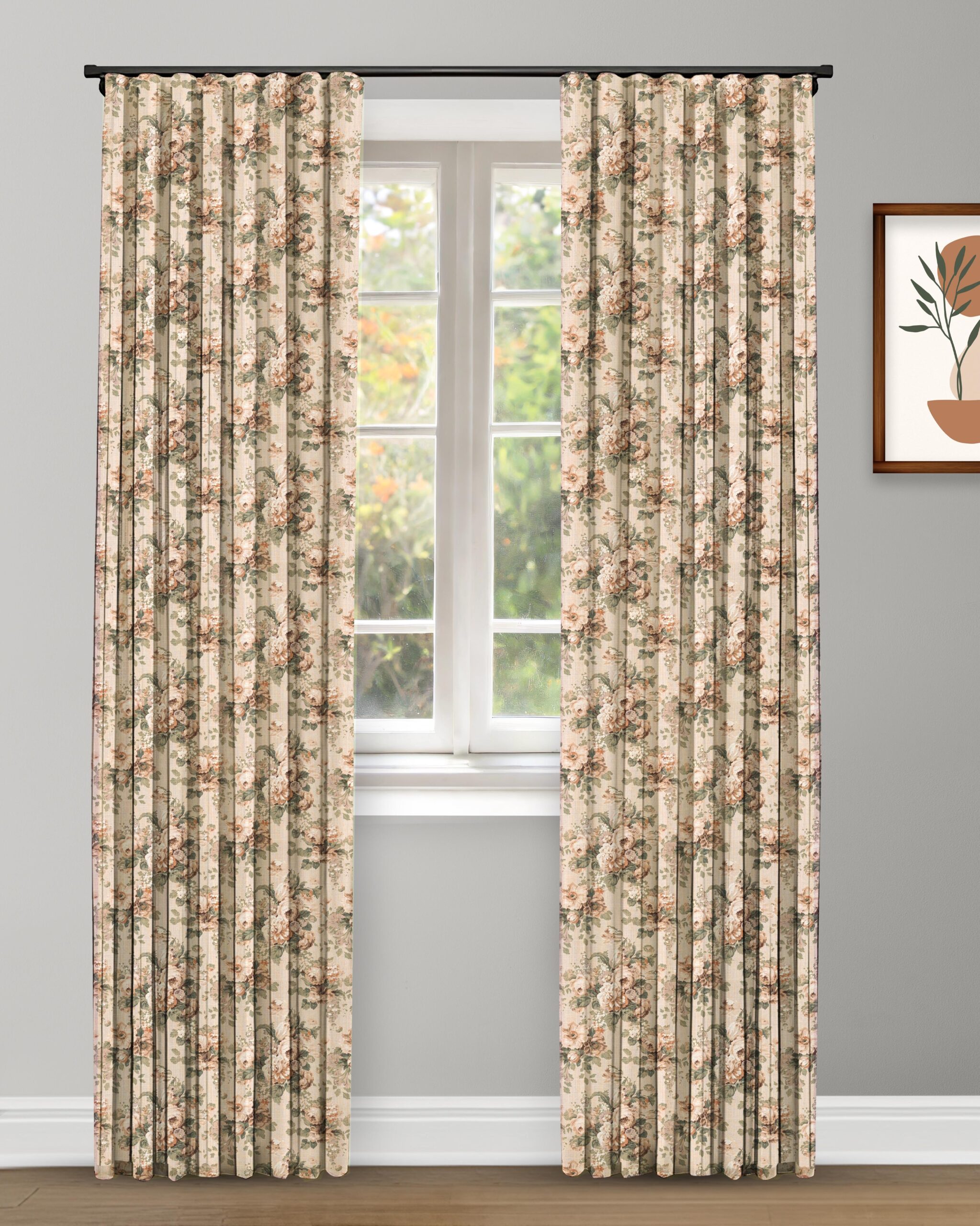 Vintage Floral Collection - Beige - Curtain Vintage Floral Collection - Beige Custom Curtains - Image 1