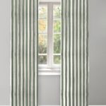 Vintage Linen Stripes - Khaki Green Custom Curtains