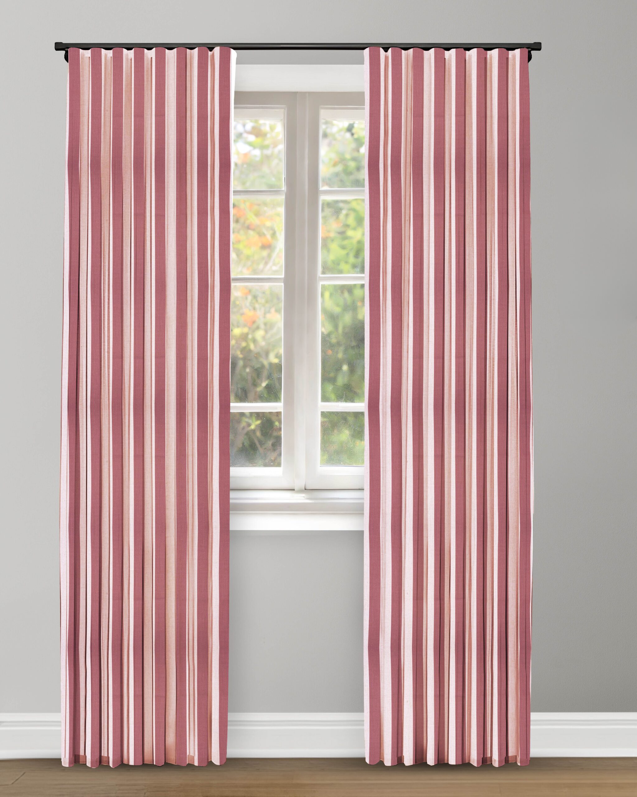 vintage linen - misty rose curtain Vintage Linen Stripes - Misty Rose Custom Curtains - Image 1