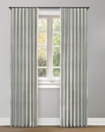Vintage Linen Stripes - Sea Foam Ripple Fold Drapes