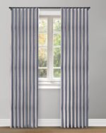 Vintage Linen Stripes - Storm Ripple Fold Drapes
