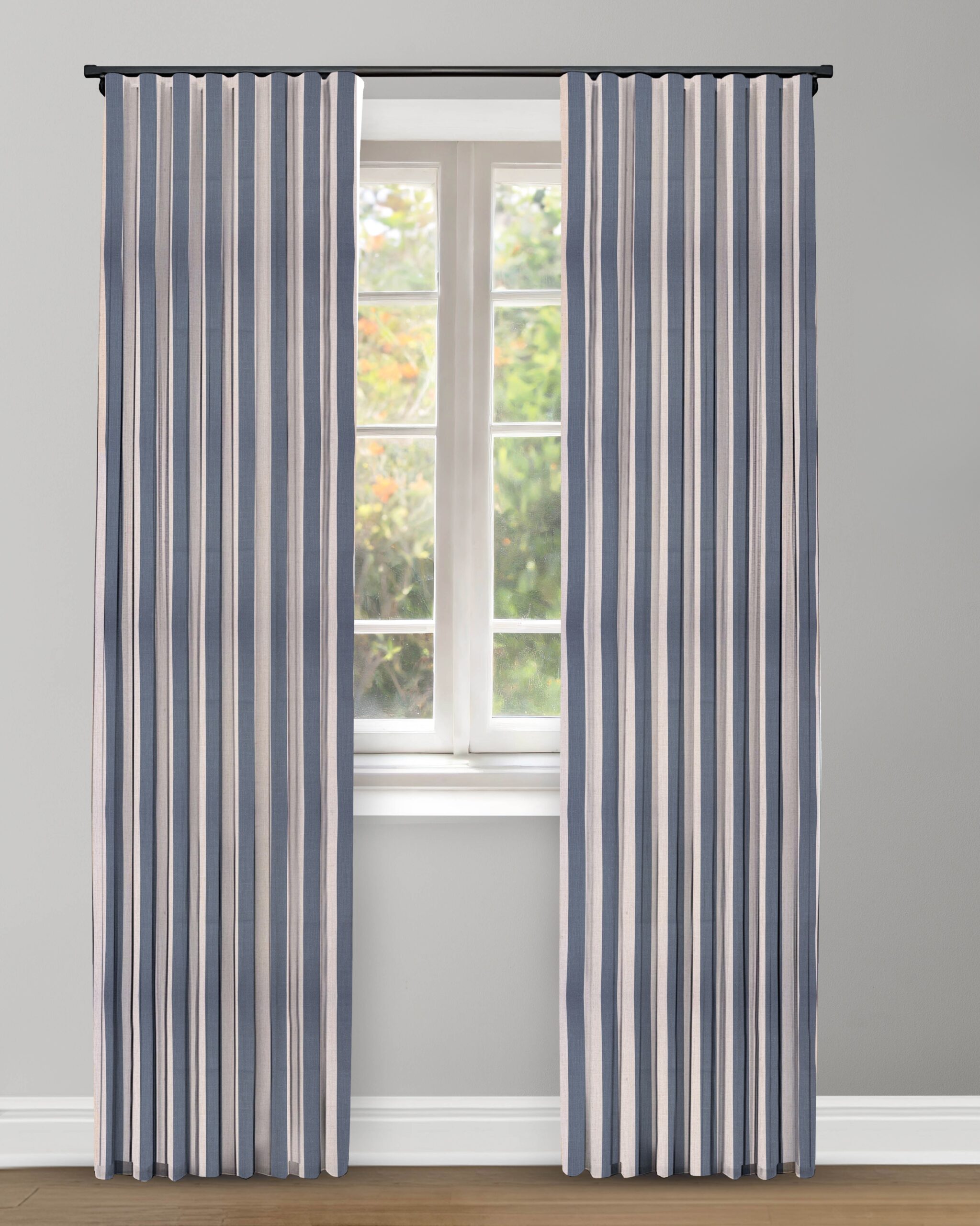 vintage linen - storm curtain Vintage Linen Stripes - Storm Ripple Fold Drapes - Image 1