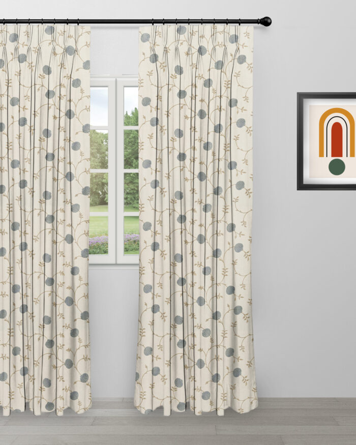 Embroidered Pecan - Dew Ripple Fold Drapes - Image 2