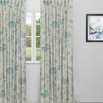 Blooming Spring - Linen Blue Custom Curtains