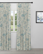 Blooming Spring - Linen Blue Ripple Fold Drapes - Image 3