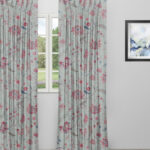Blooming Spring - Rosy Aqua Custom Curtains