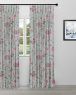 Blooming Spring - Rosy Aqua Ripple Fold Drapes - Image 2