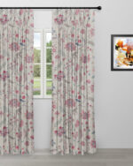Blooming Spring - Pink Linen Ripple Fold Drapes