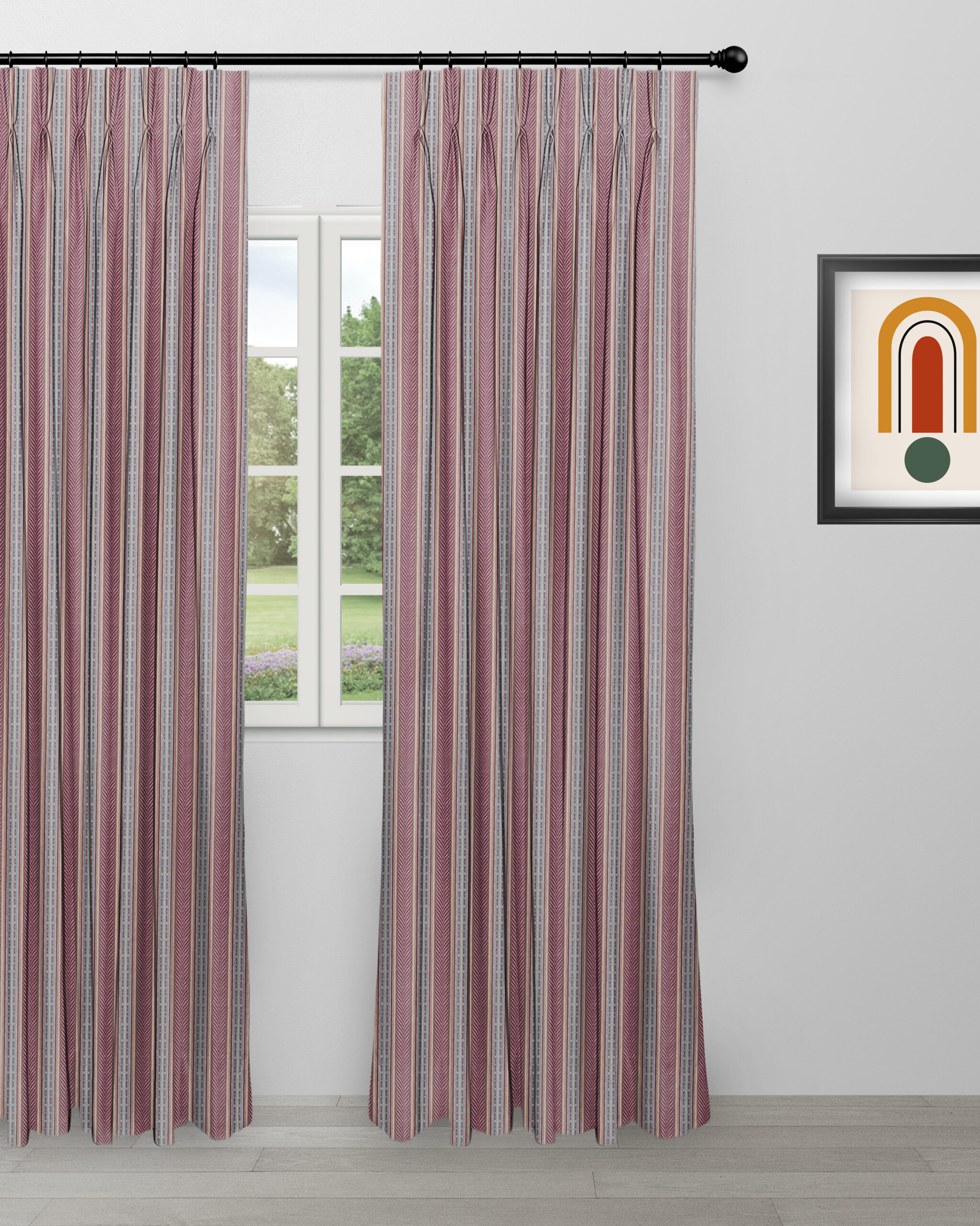 Boardwalk-Stripe-Curtain-Burgundy-scaled-1.jpg Boardwalk Stripe - Burgundy Custom Curtains - Image 1