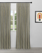 Boardwalk Stripe - Emerald Green Ripple Fold Drapes - Image 2