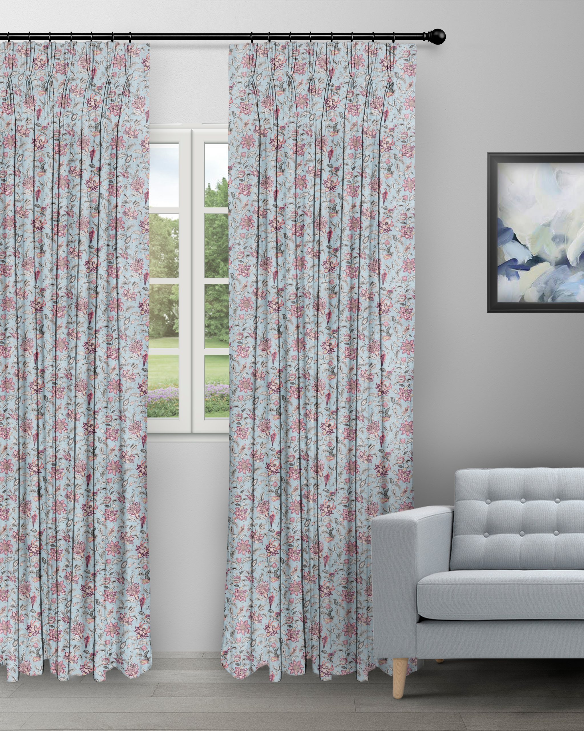 Chelsea-Floral-Mauve-Curtain-image-scaled-1.jpg Chelsea Floral - Mauve Custom Curtains - Image 1