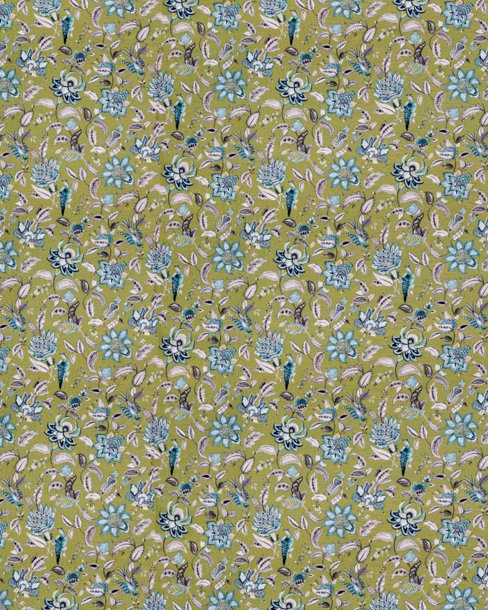 Chelsea Floral - Olive Ripple Fold Drapes - Image 3