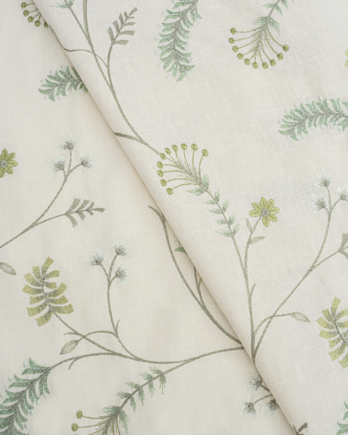 Embroidered Silvy - Sage Green Ripple Fold Drapes - Image 4