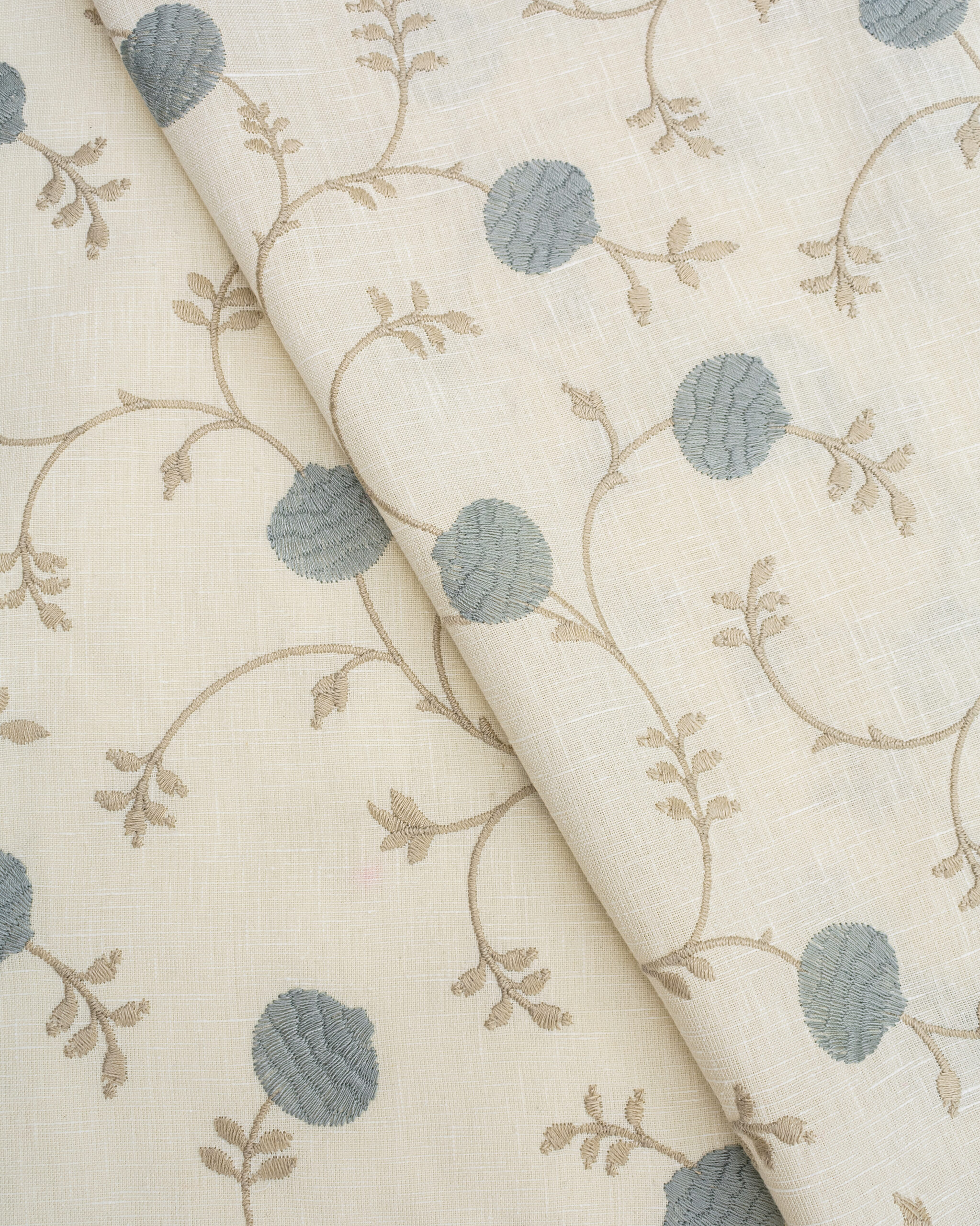 Cross-Fold-6-scaled-1.jpg Embroidered Pecan - Dew Fabric Swatch - Image 1