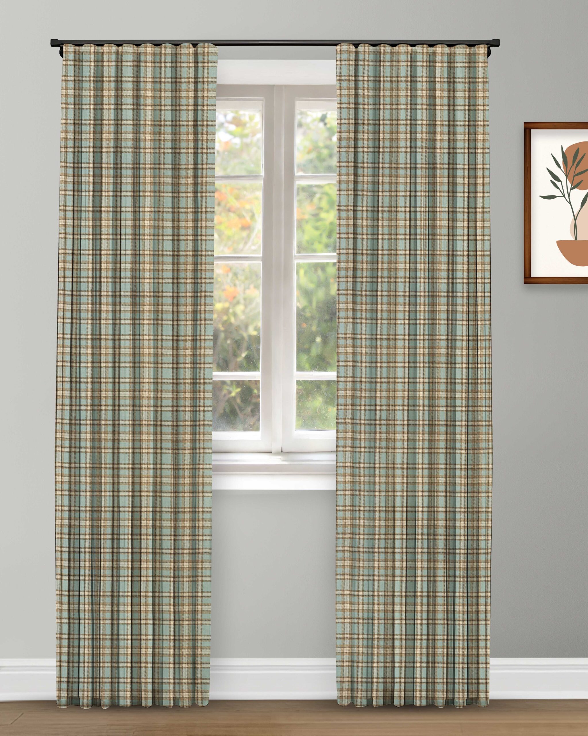 Curtain-26-scaled-1.jpg Farmhouse Plaid Check - Lake Ripple Fold Drapes - Image 1