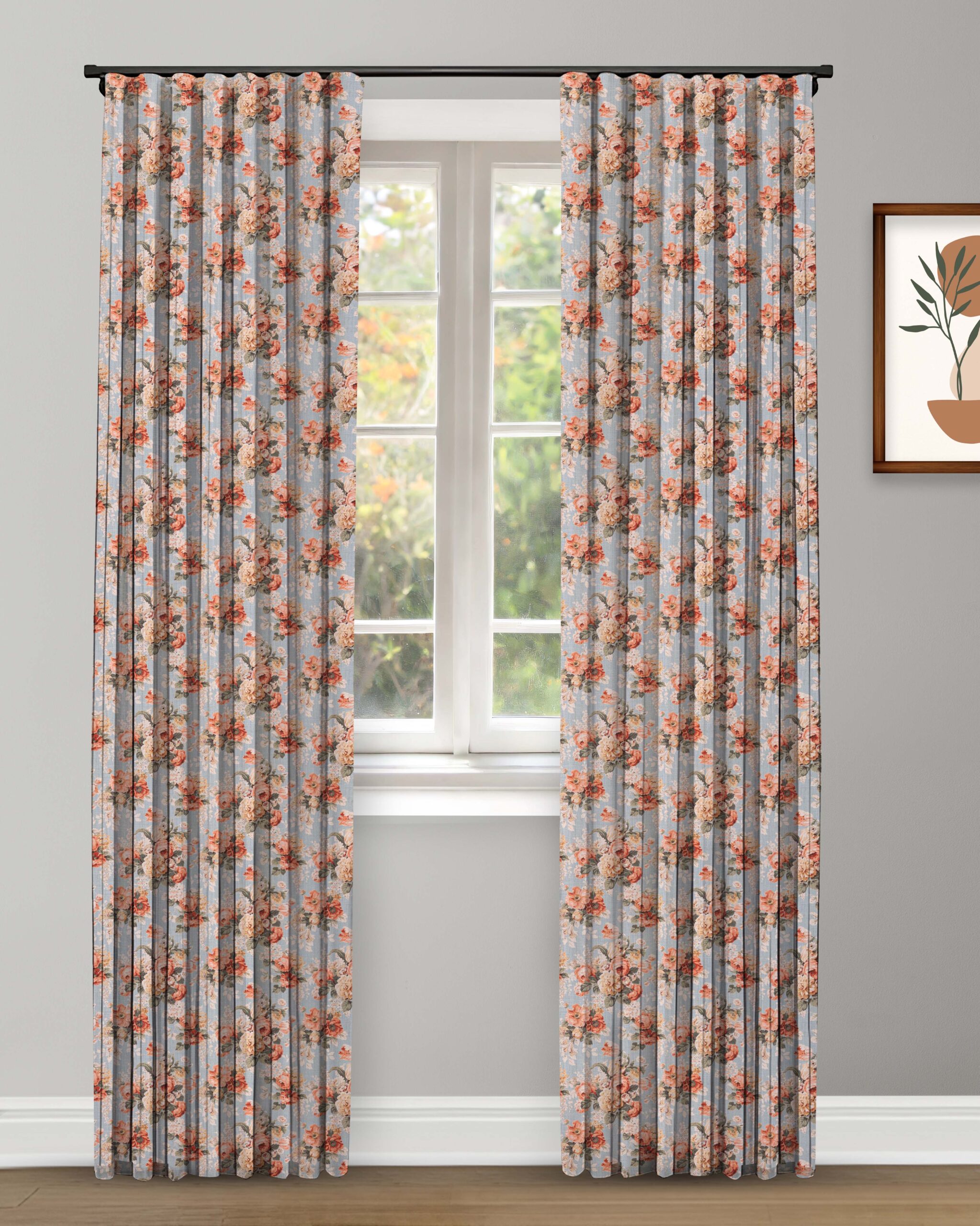 Curtain-5-scaled-1.jpg Vintage Floral Collection - Tangerine Ripple Fold Drapes - Image 1
