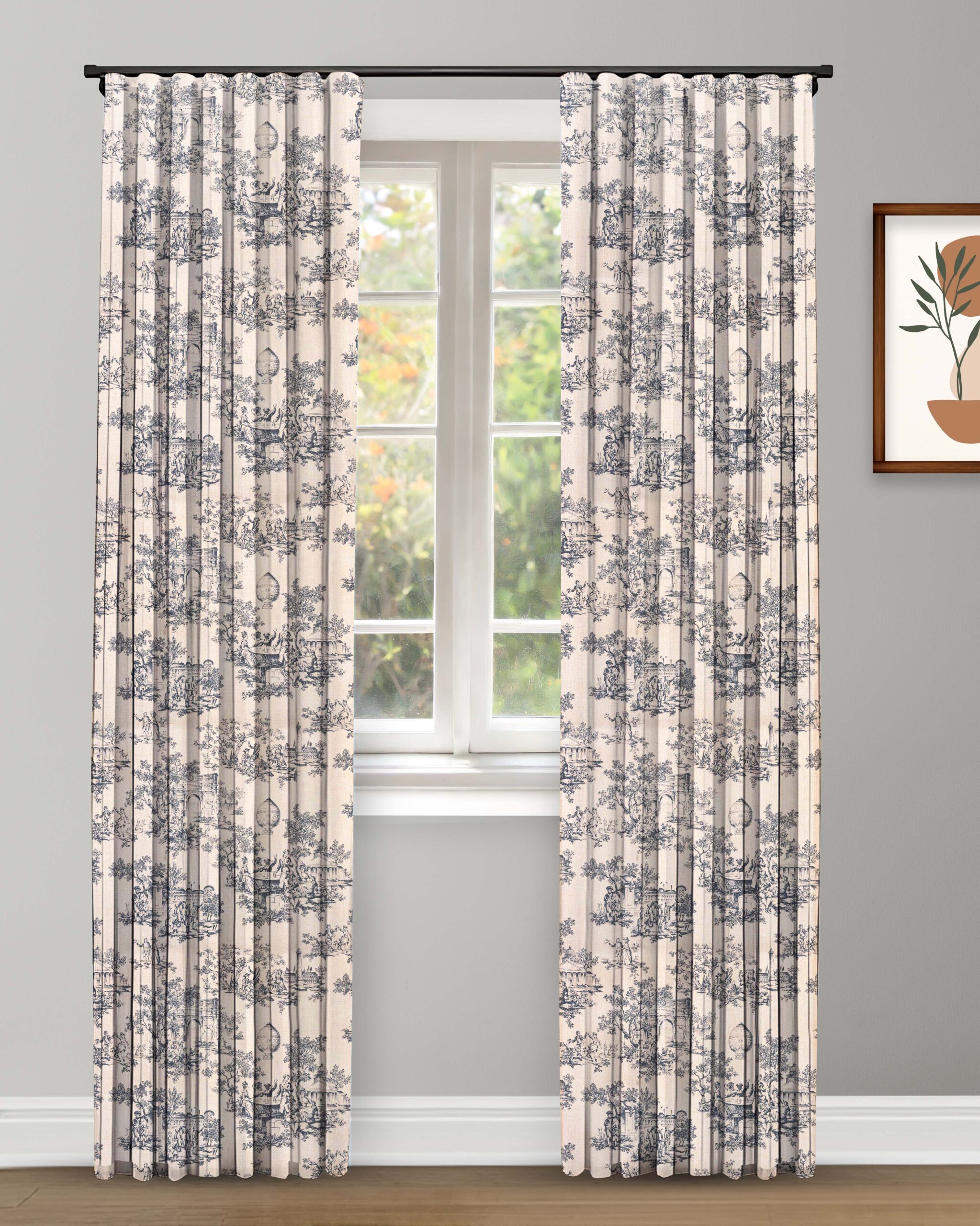 Curtain-copy-1-1-scaled-1.jpg French Toile - Steel Blue Ripple Fold Drapes - Image 1