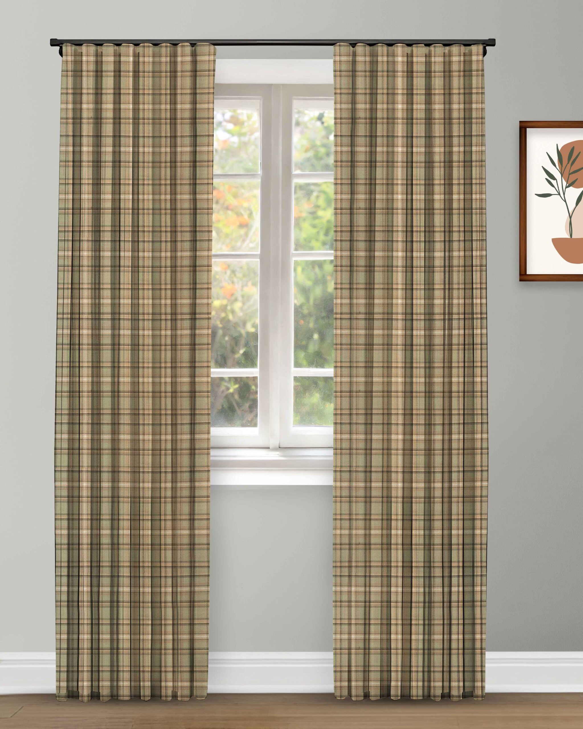 Curtain-copy2-scaled-1.jpg Farmhouse Plaid Check - Deep Forest Ripple Fold Drapes - Image 1