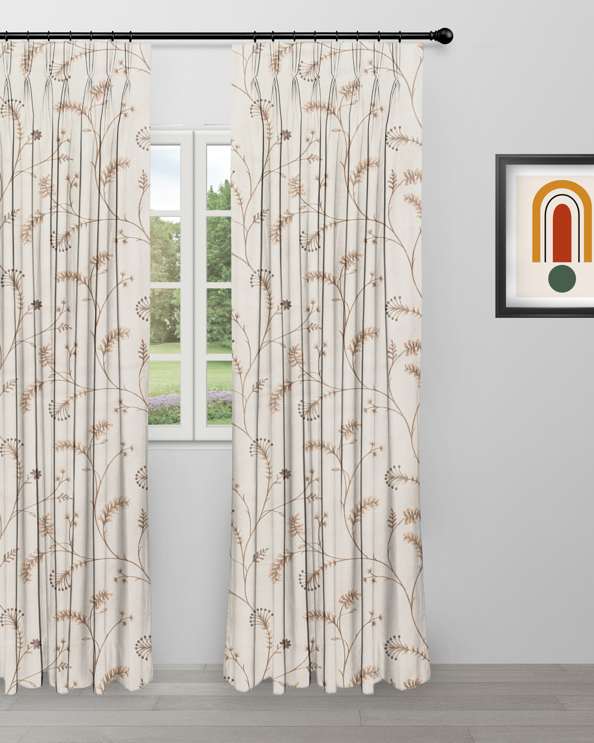 Embroidered Silvy - Curtain - Walnut Embroidered Silvy - Walnut Custom Curtains - Image 1