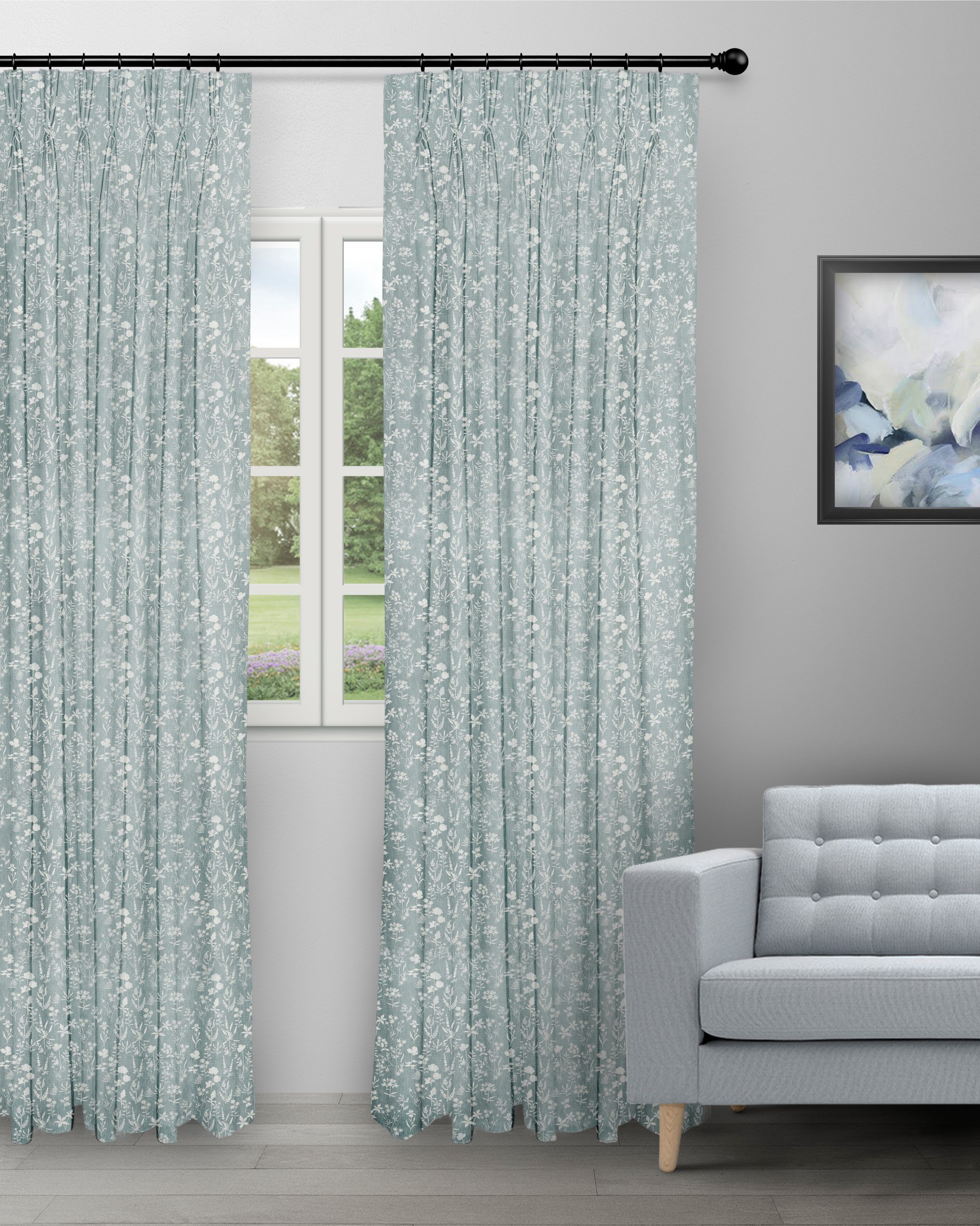 Floral-Atena-Sky-Curtain-image-scaled-1.jpg Floral Athena - Sky Color Custom Curtains - Image 1