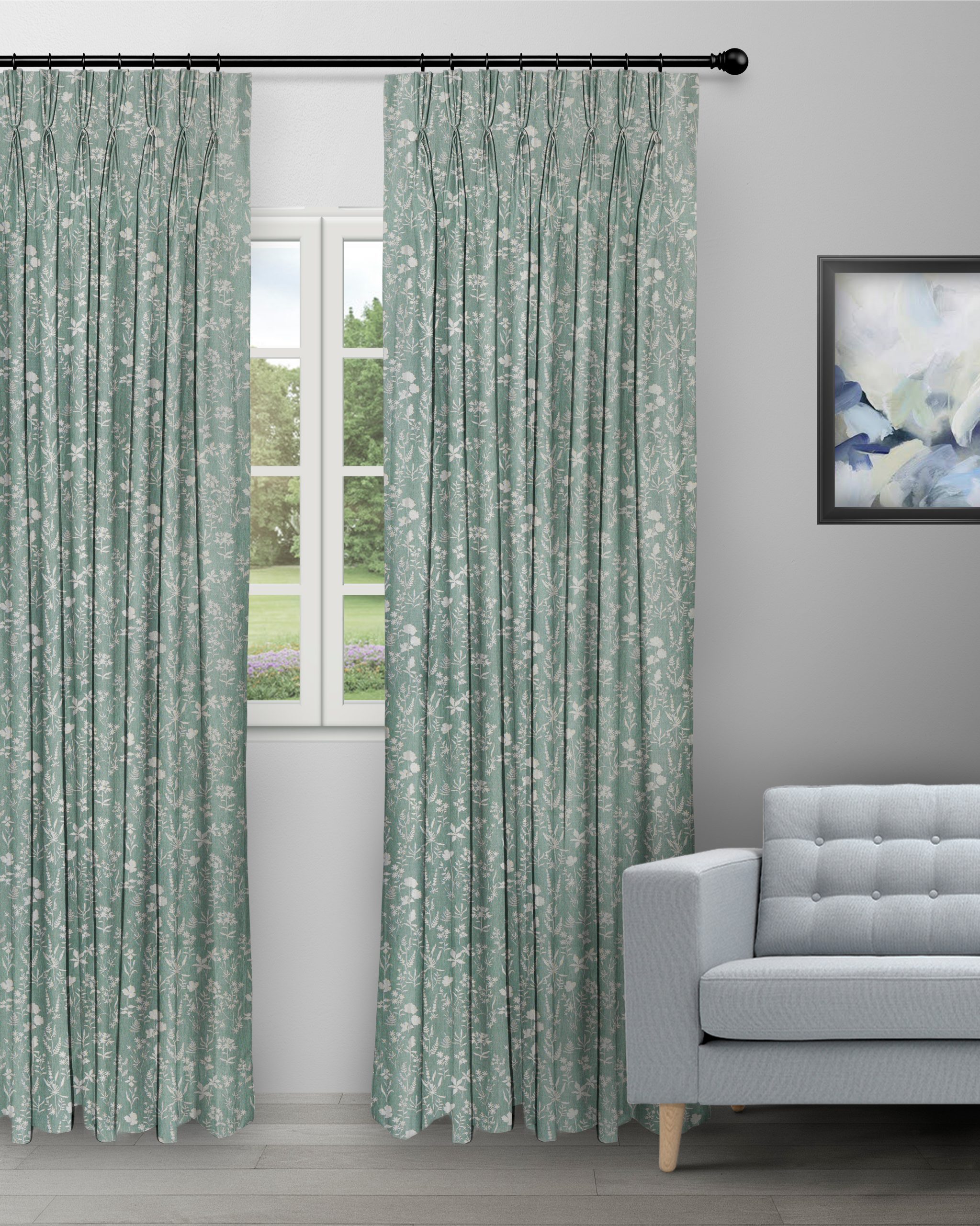 Floral-Athena-Mallard-Curtain-image-scaled-1.jpg Floral Athena - Mallard Custom Curtains - Image 1