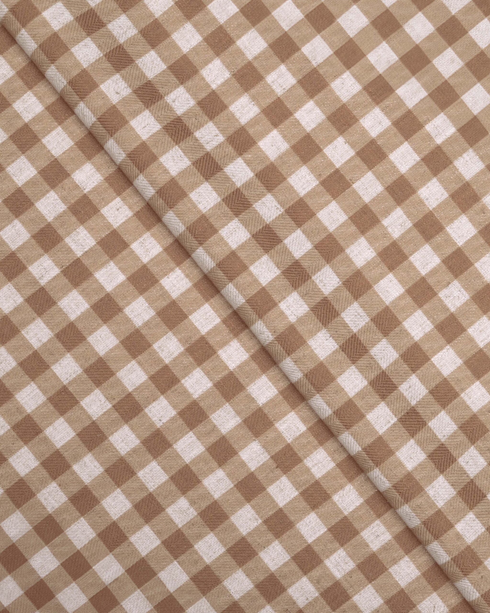 Folded-10-scaled-1.jpg Gingham Check - Sand Fabric Swatch - Image 1